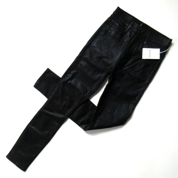 NWT Mother Swooner Ankle in Wet Paint Black Coated Stretch Skinny Jeans 25 - Picture 1 of 9